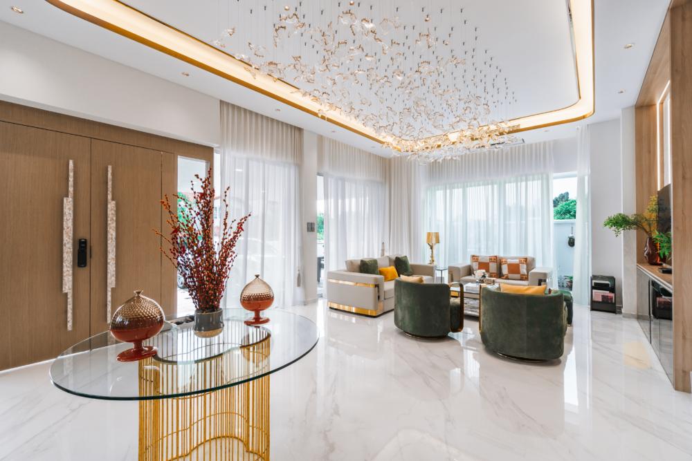Modern Living Room with Ceiling Light and Lighting