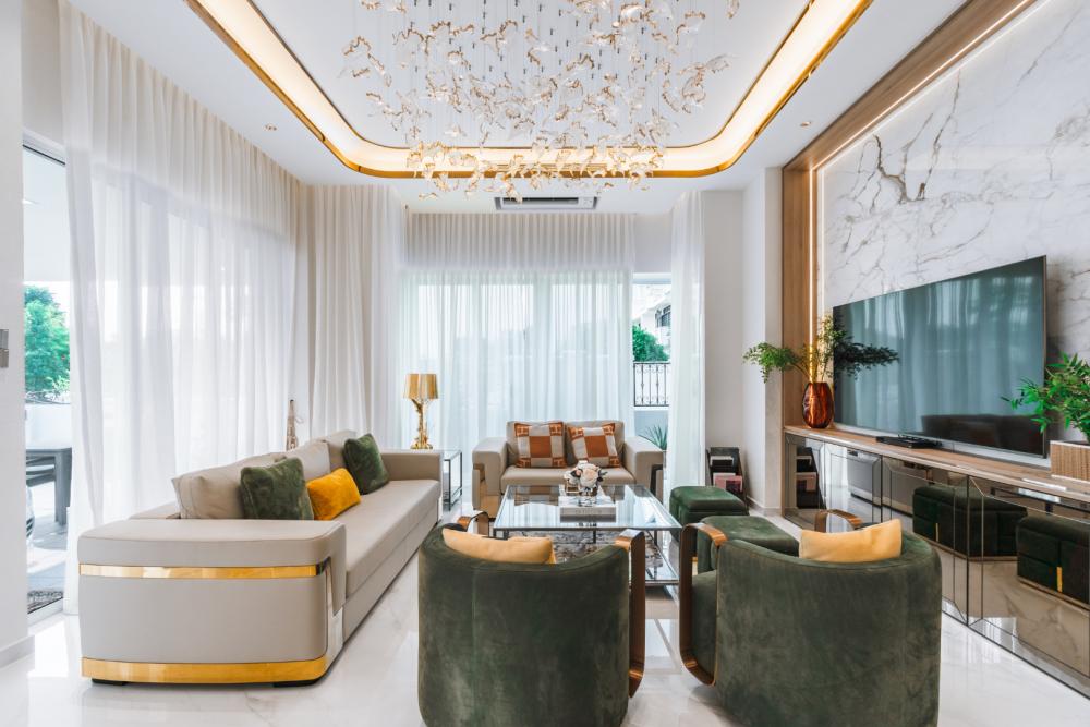 Modern Living Room with Feature Wall and Sofa