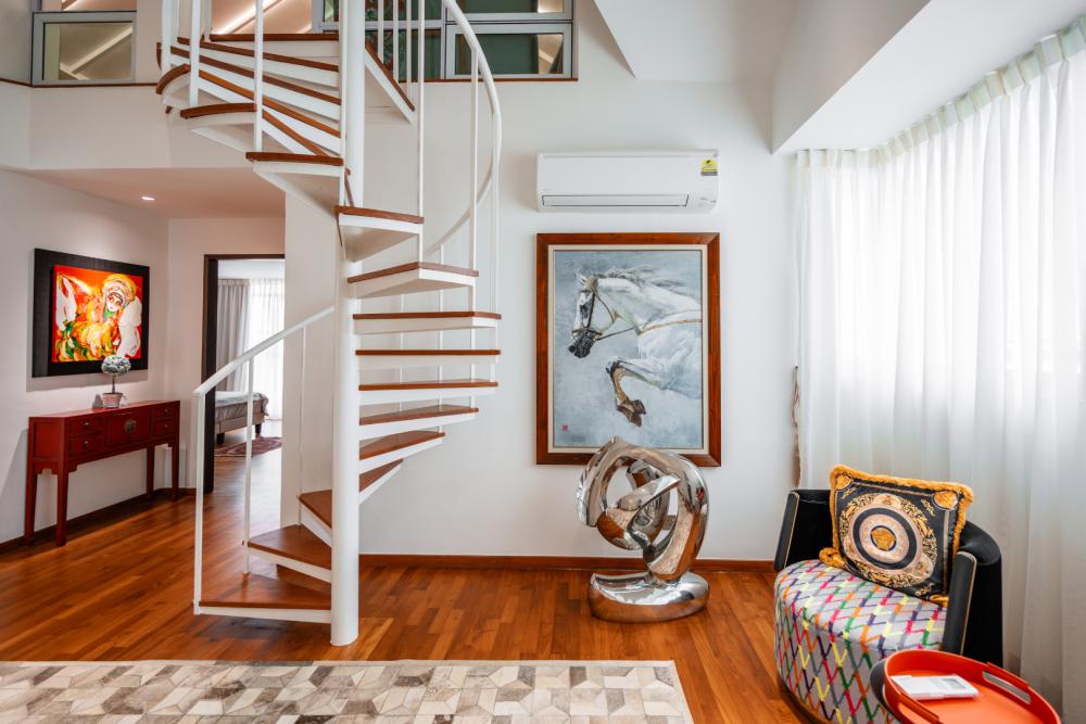 Modern Hallway with Artwork and Console Table