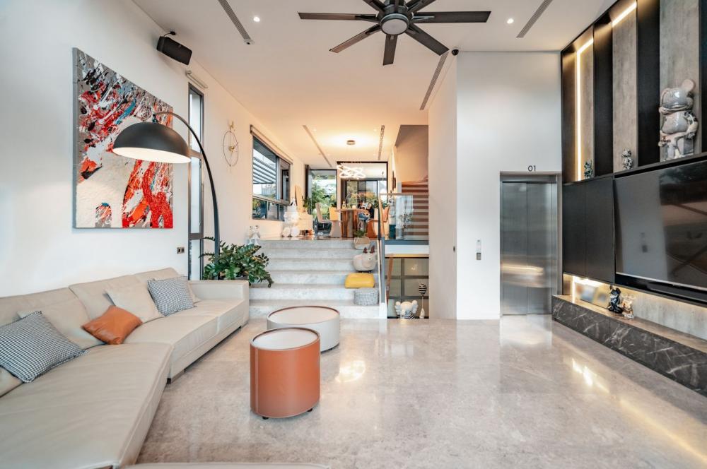 Modern Mezzanine with Sofa and Lamps