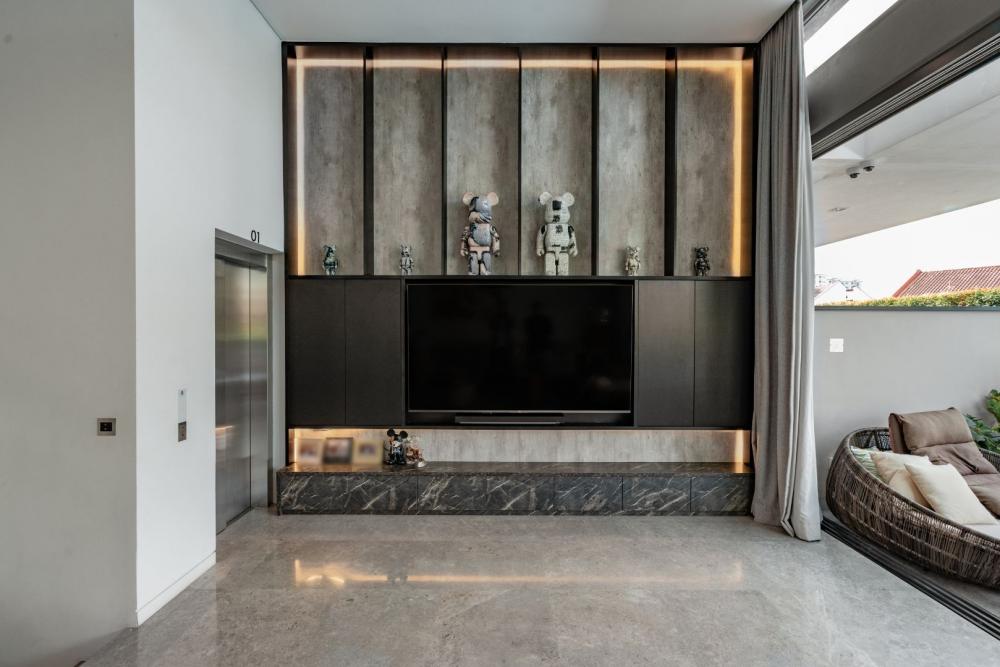 Modern Living Room with TV Console and Feature Wall