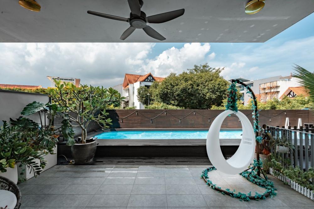 Modern Balcony with Outdoor Chairs and Houseplants