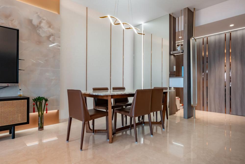 Modern Dining Room with Dining Table and Lighting