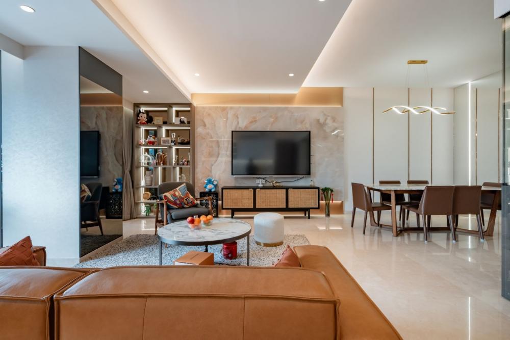 Modern Living Room with Feature Wall and Carpet