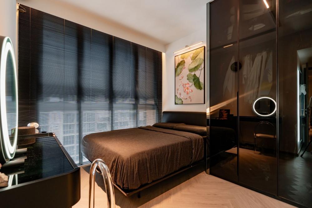 Minimalist Bedroom with Mirror and Wardrobe