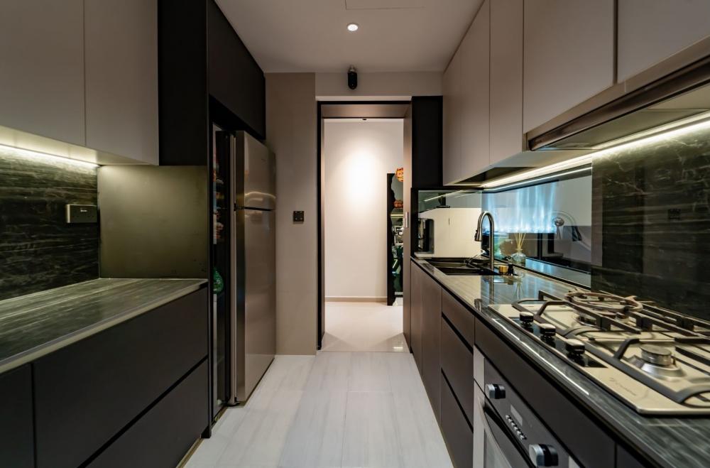 Minimalist Kitchen with Countertop and Kitchen Cabinets