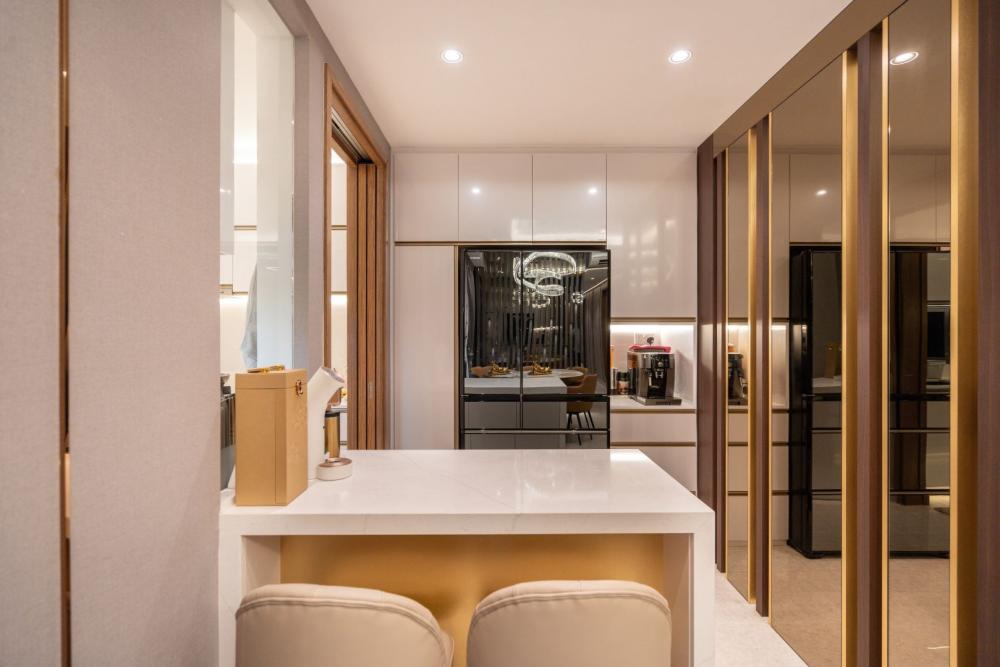 Contemporary Pantry with Kitchen Island and Drinkware