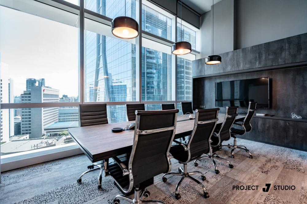 Modern Workstation with Desk and Desk Chairs