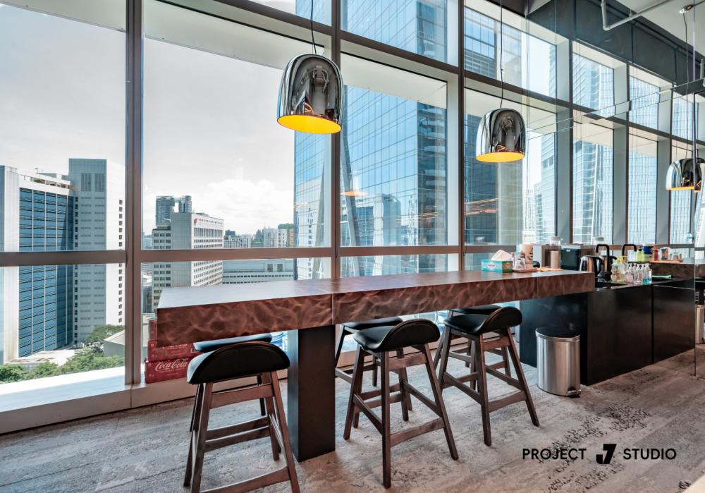 Modern Workstation with Desk and Desk Chairs