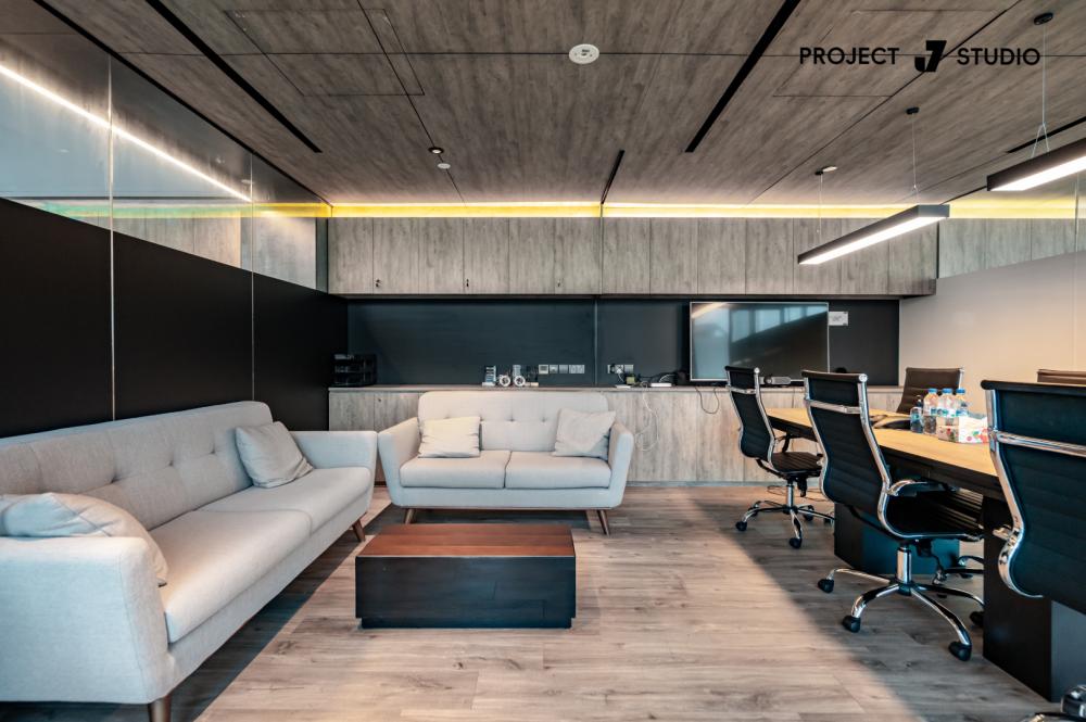 Modern Workstation with Desk and Desk Chairs