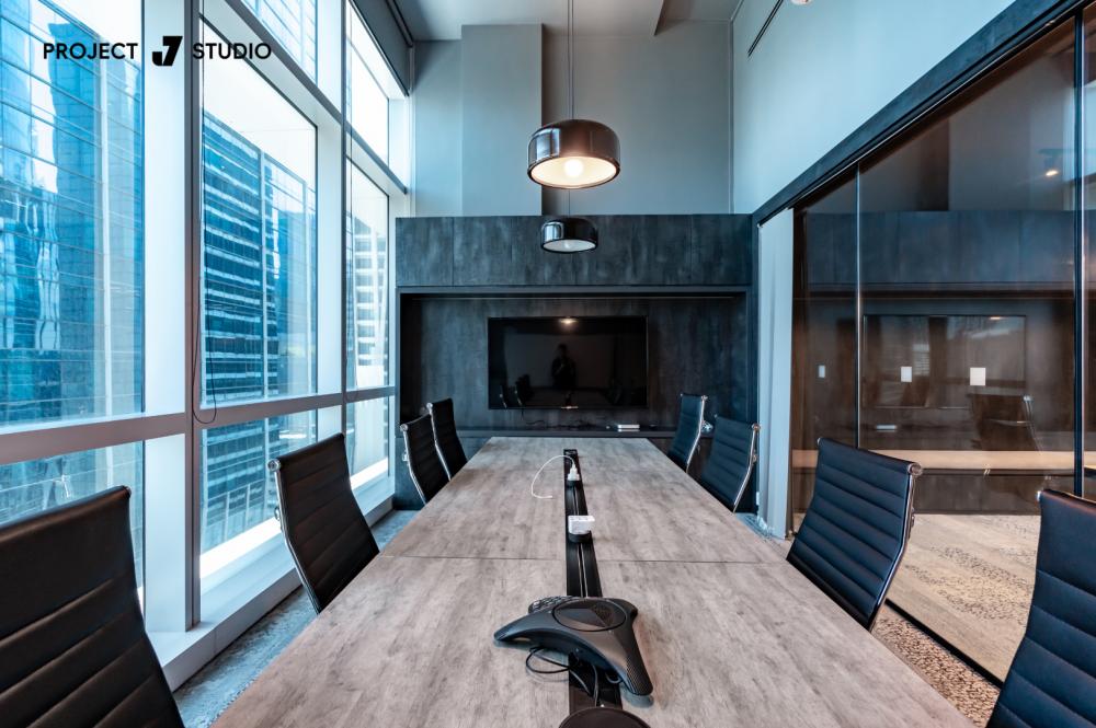 Modern Workstation with Desk and Desk Chairs