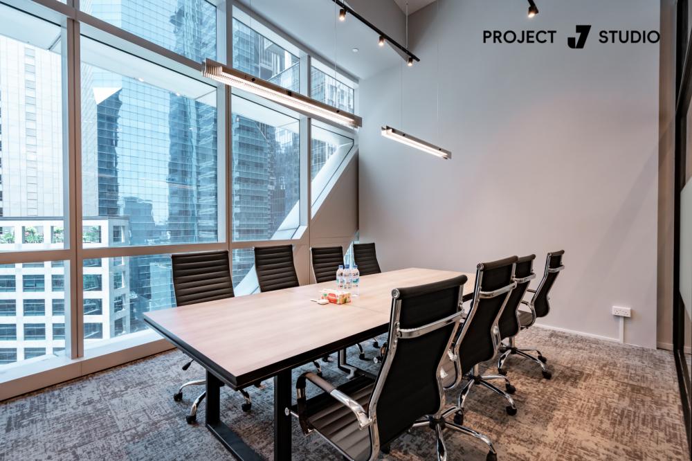 Modern Workstation with Desk and Desk Chairs