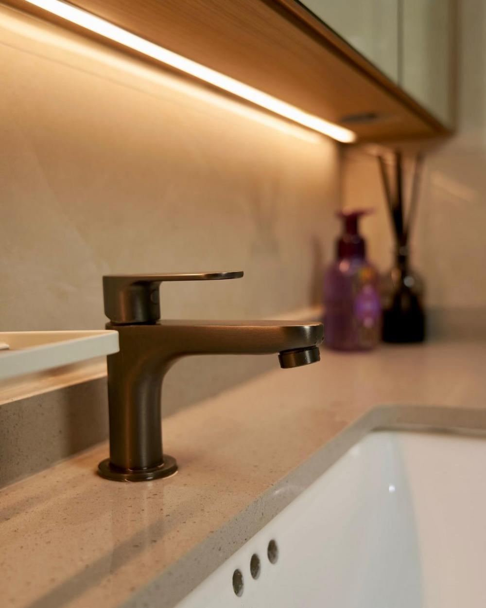 Scandinavian Bathroom with Countertop and Bathroom Accessories