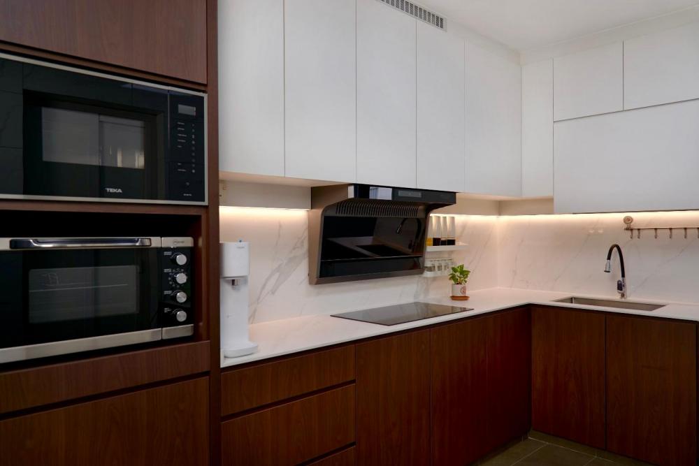 Scandinavian Kitchen with Countertop and Kitchen Accessories