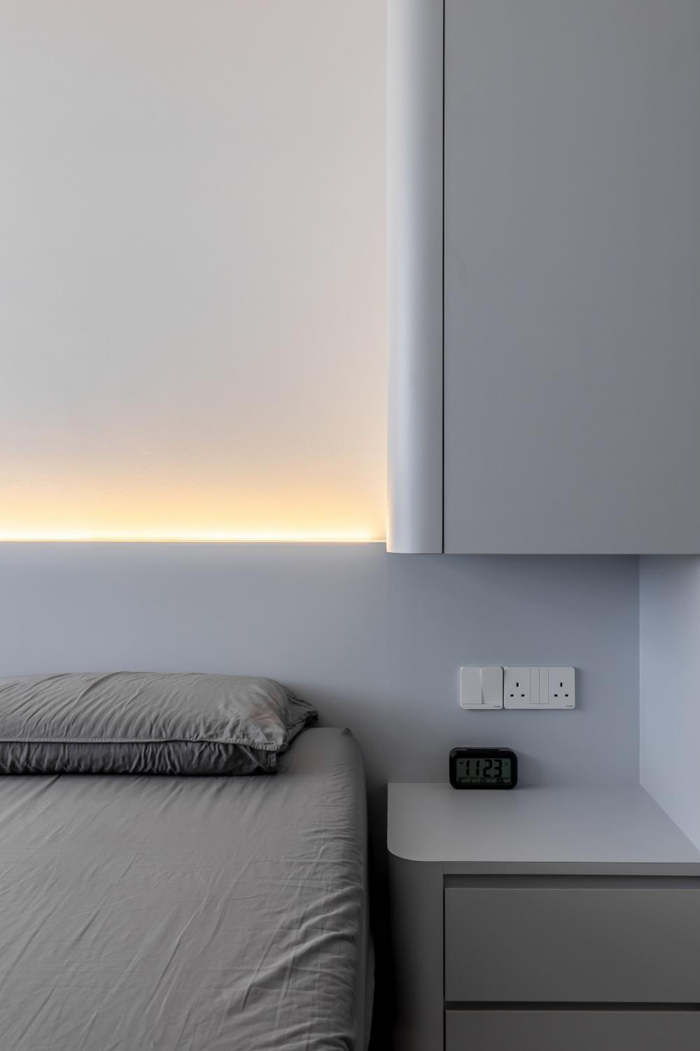 Scandinavian Bedroom with Wardrobe and Bedside Table