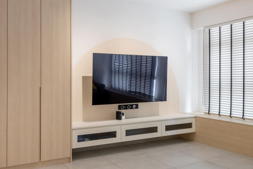 Scandinavian Living Room with TV Console and TV
