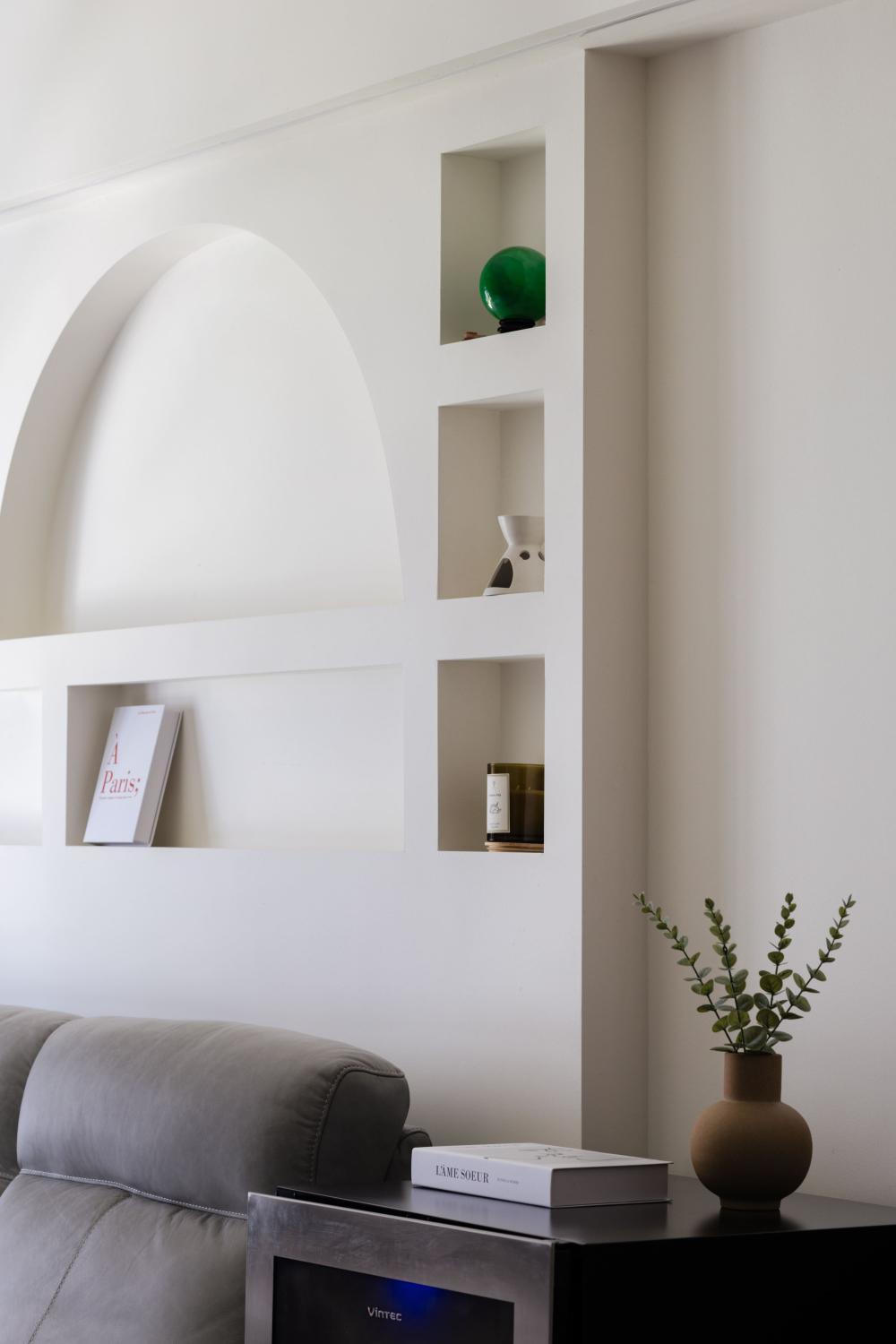 Contemporary Living Room with Bookshelf and Sofa