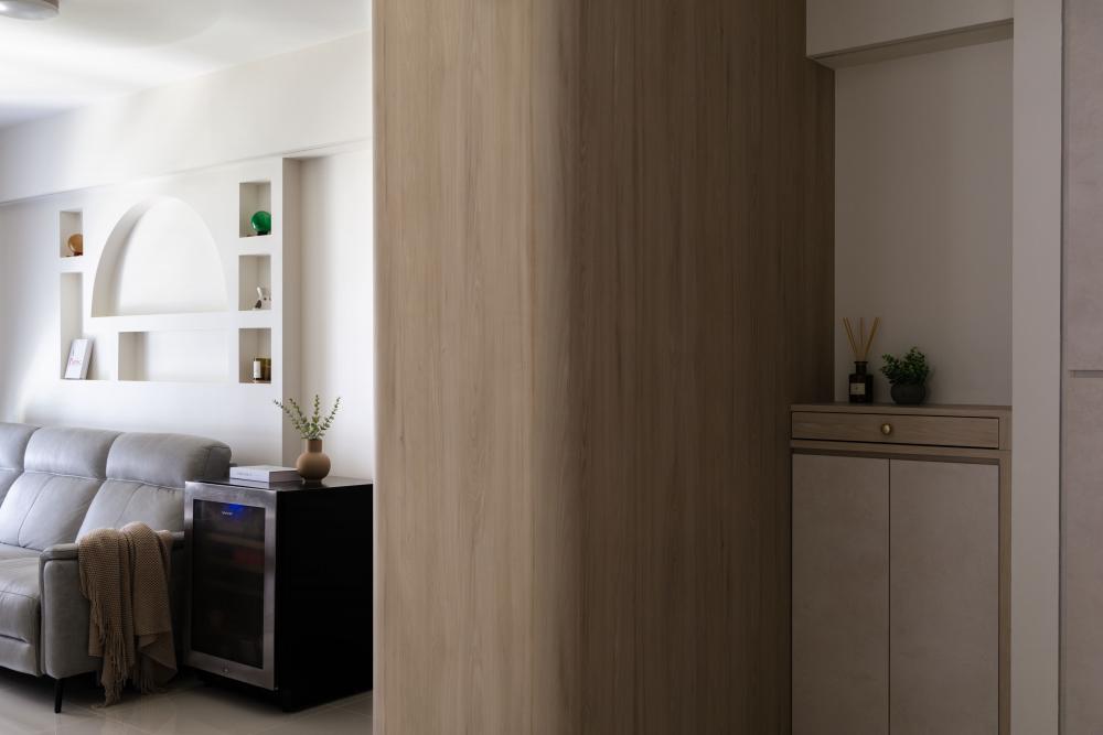 Contemporary Entryway with Small Storage and Houseplants