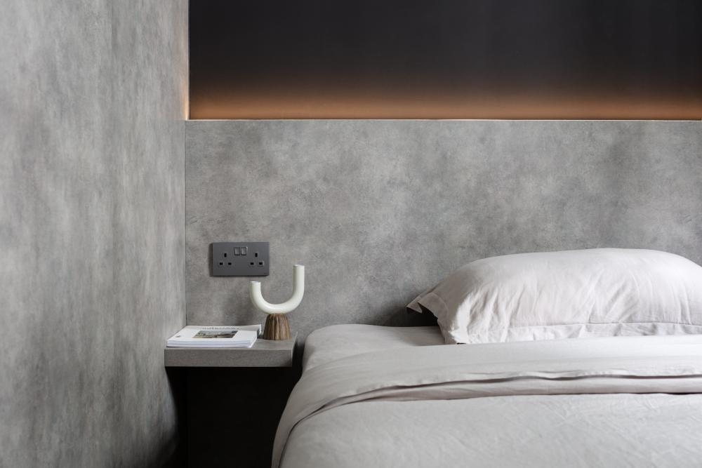 Minimalist Bedroom with Queen Bed and Bed