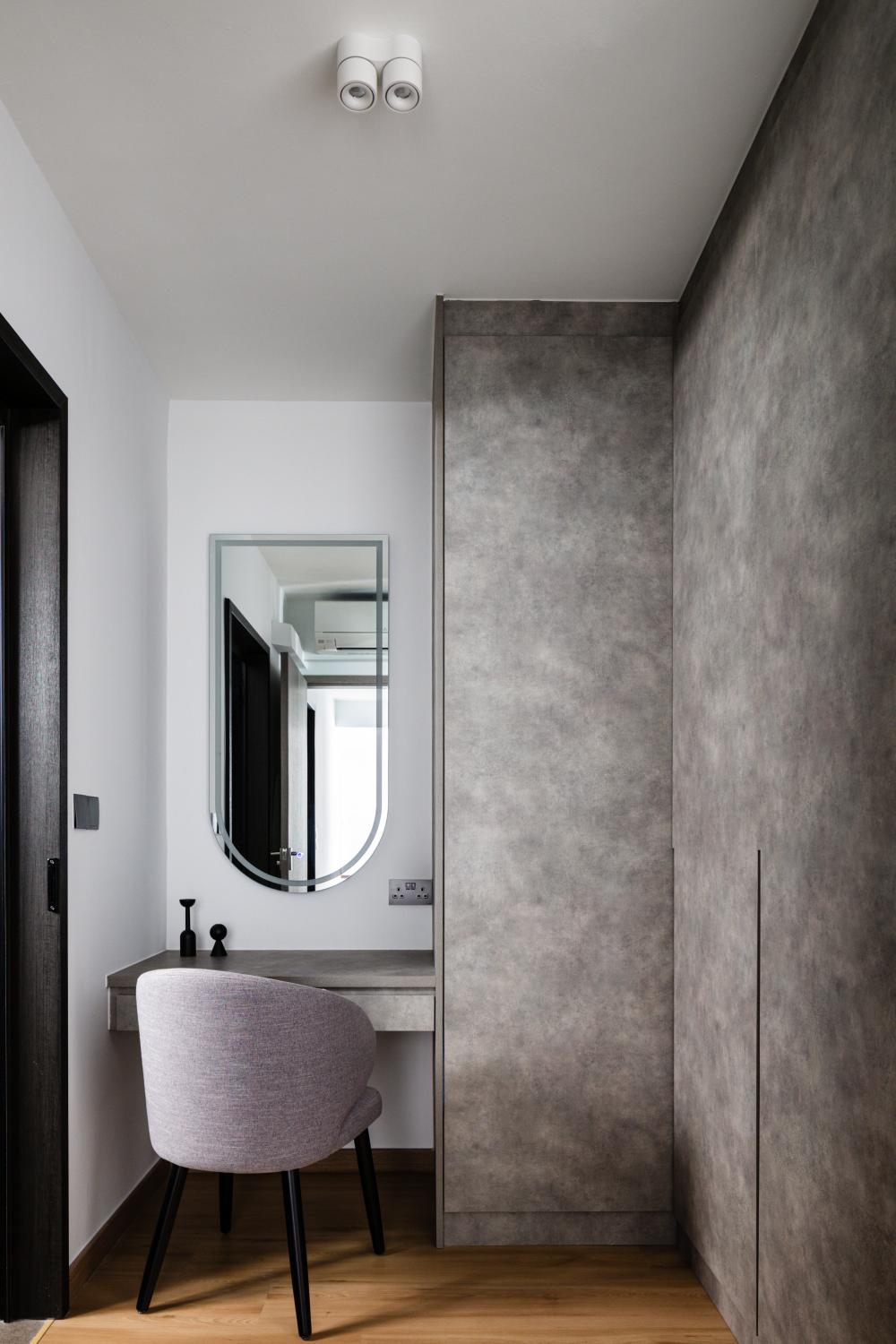 Minimalist Bedroom with Mirror and Wardrobe