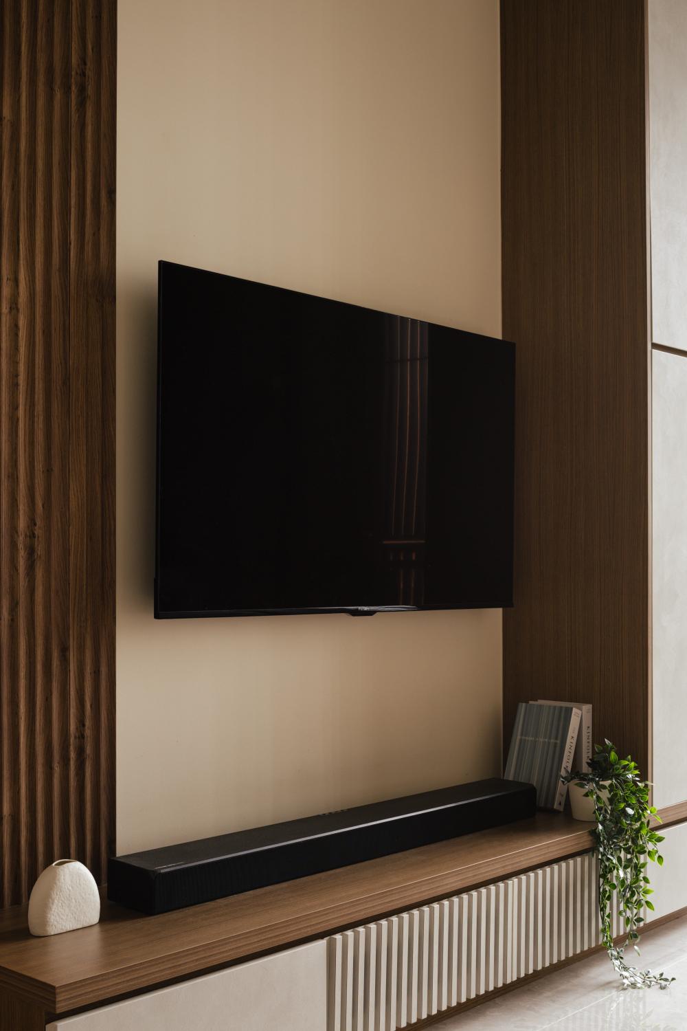 Modern Living Room with Feature Wall and TV
