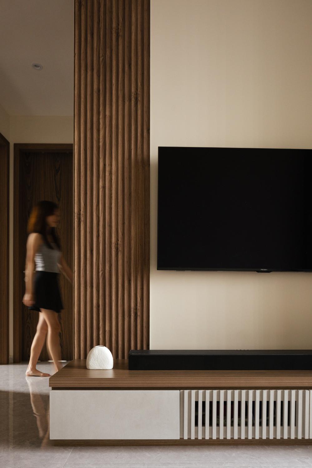 Modern Living Room with TV Console and Feature Wall