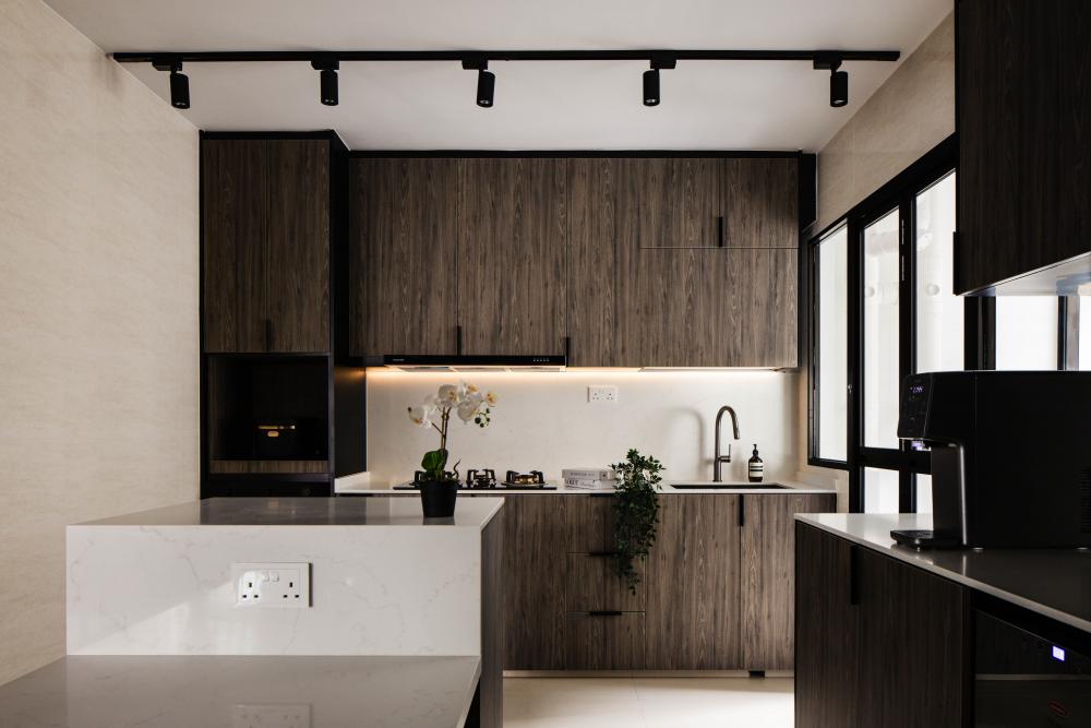 Modern Kitchen with Countertop and Kitchen Island
