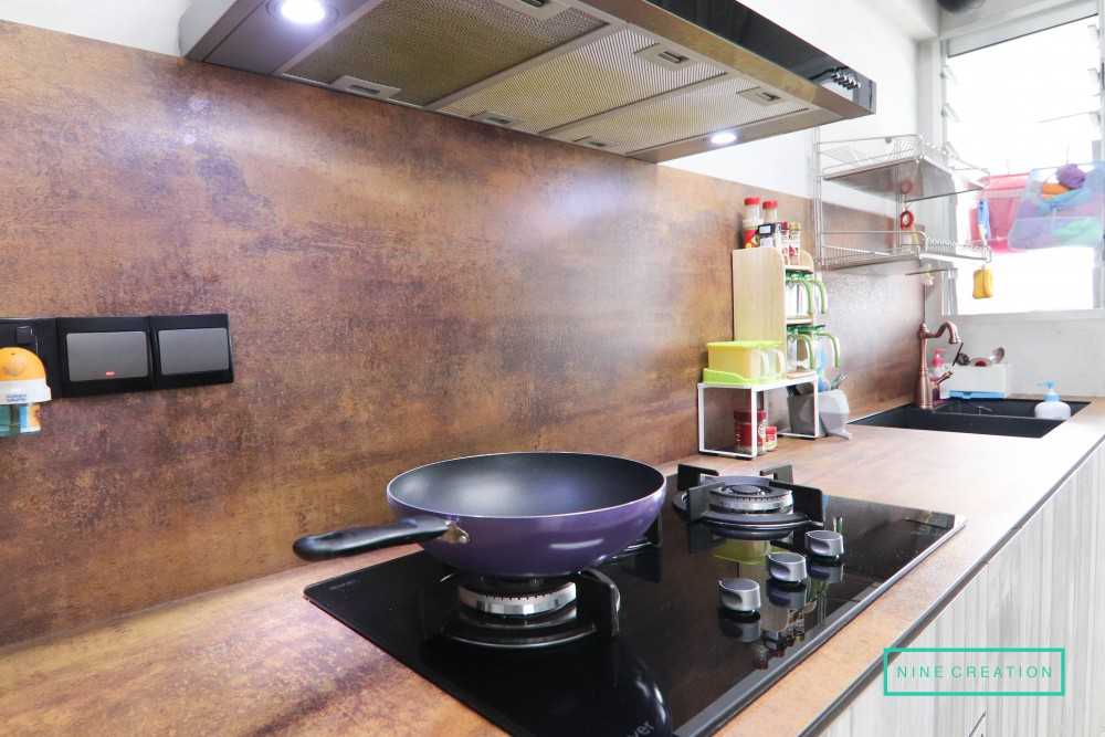 Industrial Kitchen with Countertop and Homogeneous Tiles
