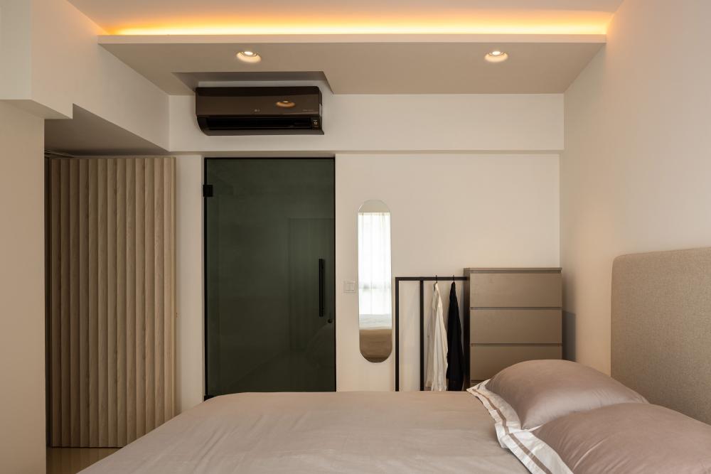 Scandinavian Bedroom with Feature Wall and Cove Lighting