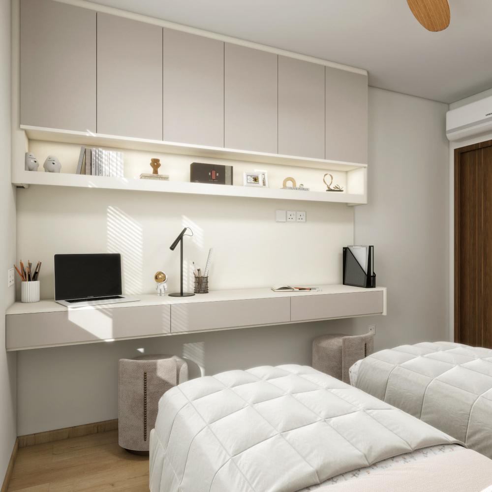 Modern Bedroom with Vinyl Flooring and Parquet Floor