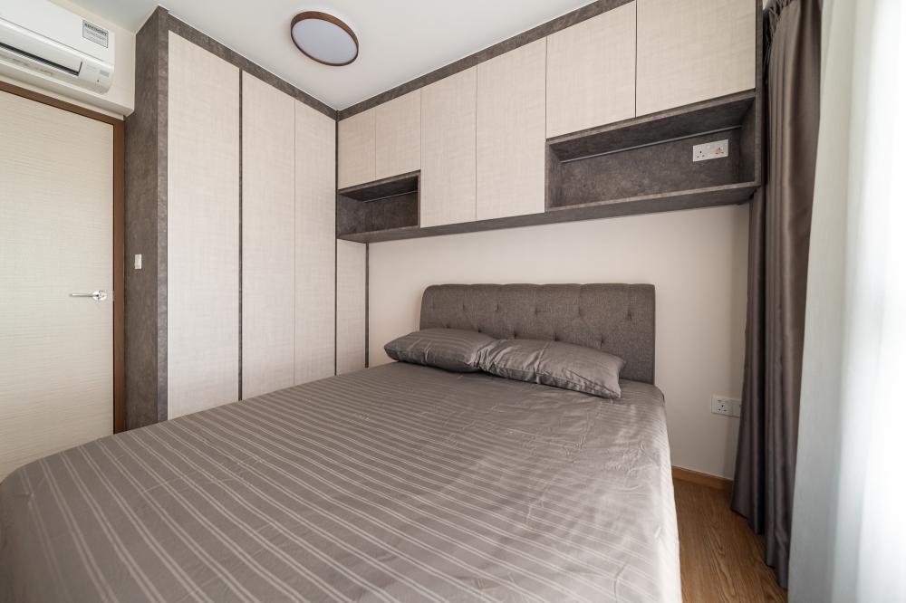 Modern Bedroom with Bookshelf and Wardrobe
