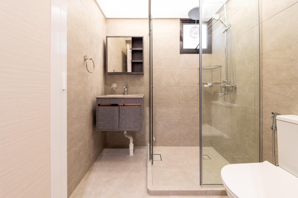 Modern Bathroom with Mirror and Vanity Counter