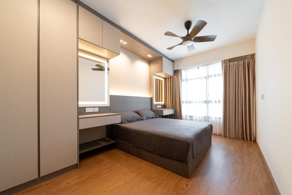 Modern Bedroom with Mirror and Wardrobe