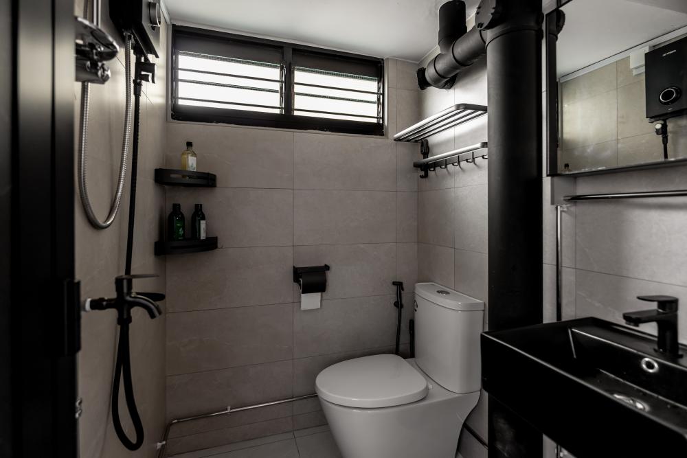 Contemporary Bathroom with Countertop and Homogeneous Tiles