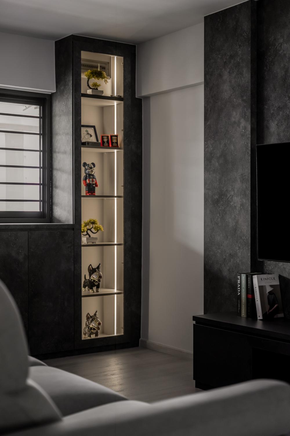 Contemporary Living Room with Vinyl Flooring and TV Console