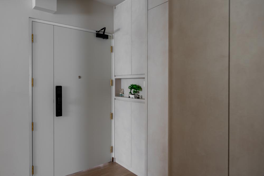 Contemporary Entryway with Small Storage and Display Cabinets
