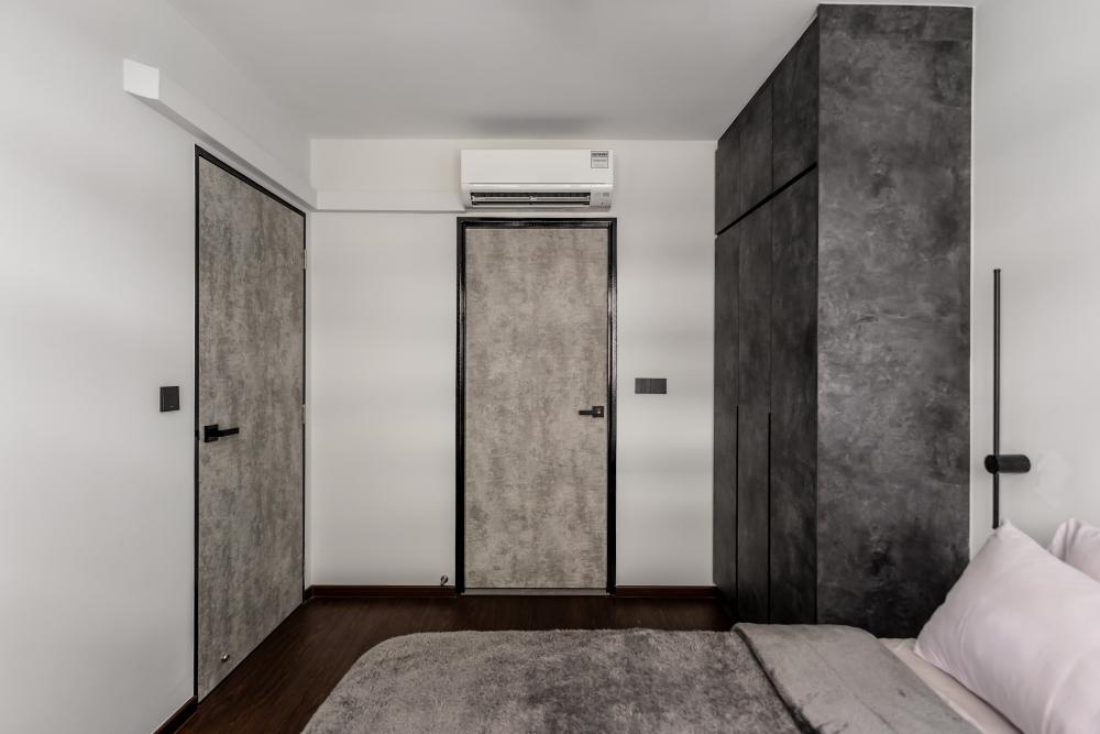 Contemporary Bedroom with Vinyl Flooring and Wardrobe
