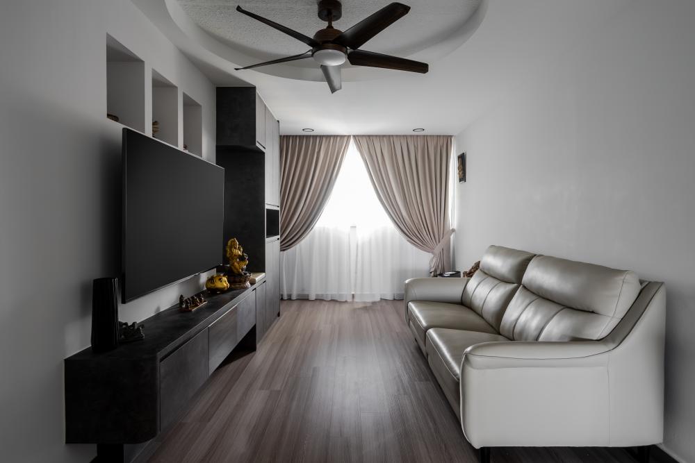 Modern Living Room with Vinyl Flooring and TV Console