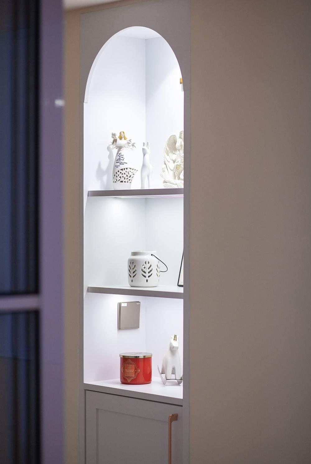 Contemporary Hallway with Storage Cabinets and Display Cabinets
