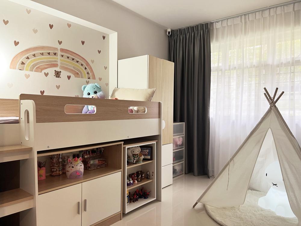 Minimalist Kids Room with Storage Cabinets and Display Cabinets