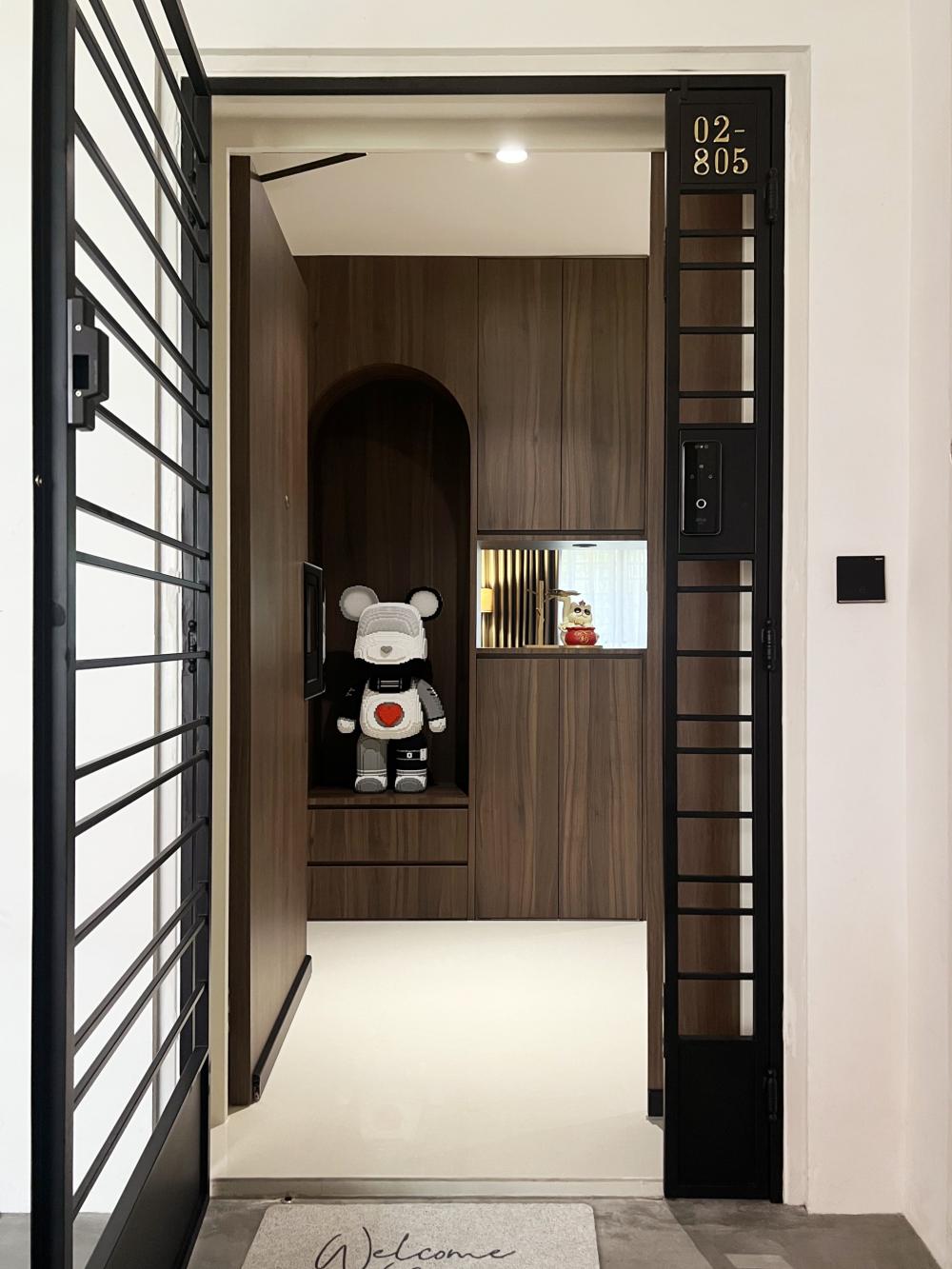 Minimalist Entryway with Seating Bench and Shoe Rack
