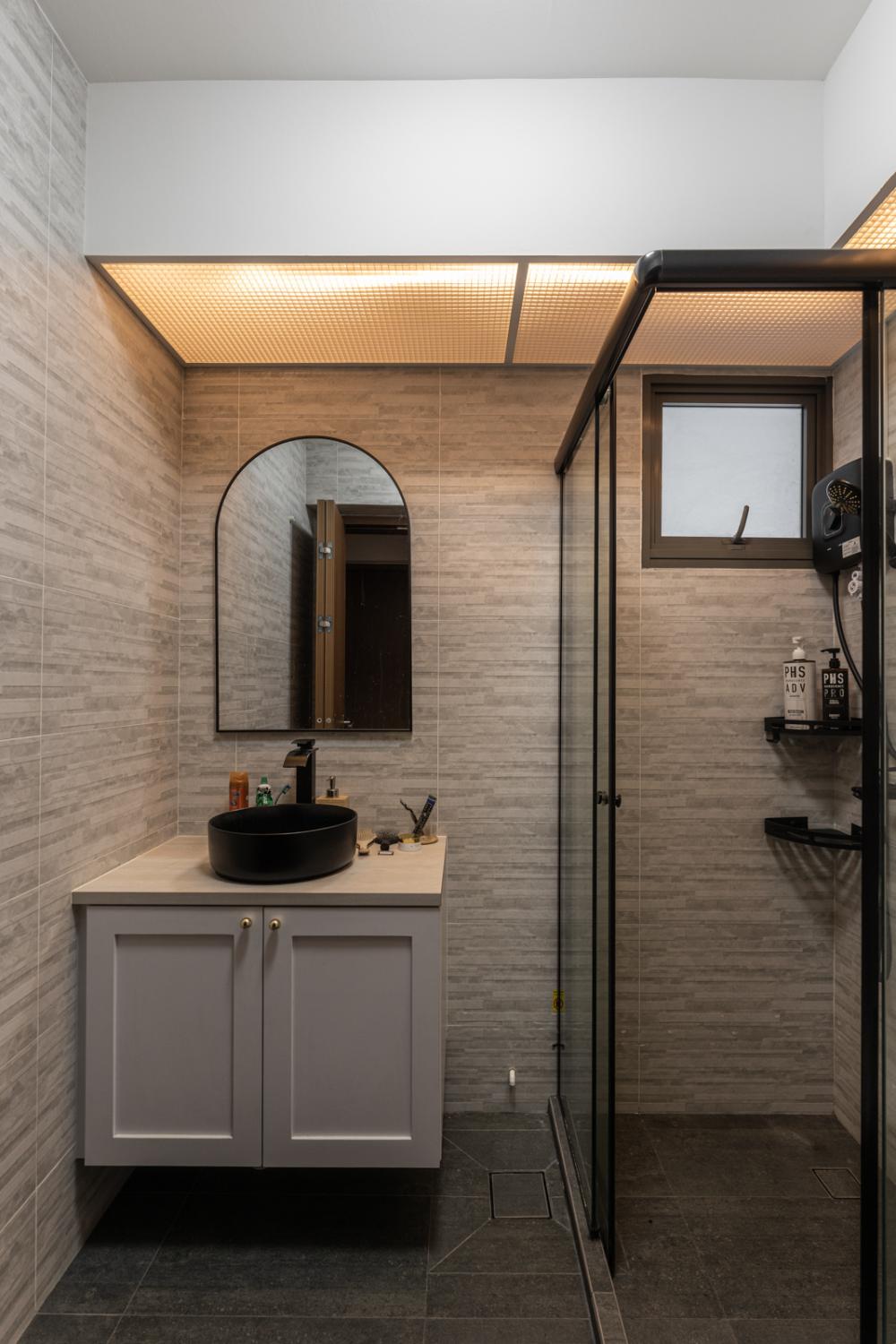 Country Bathroom with Mirror and Shower Screen