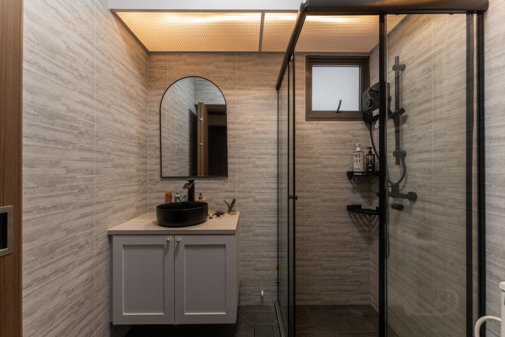 Country Bathroom with Mirror and Shower Screen
