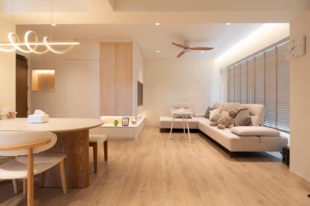 Scandinavian Living Room with TV Console and Sofa