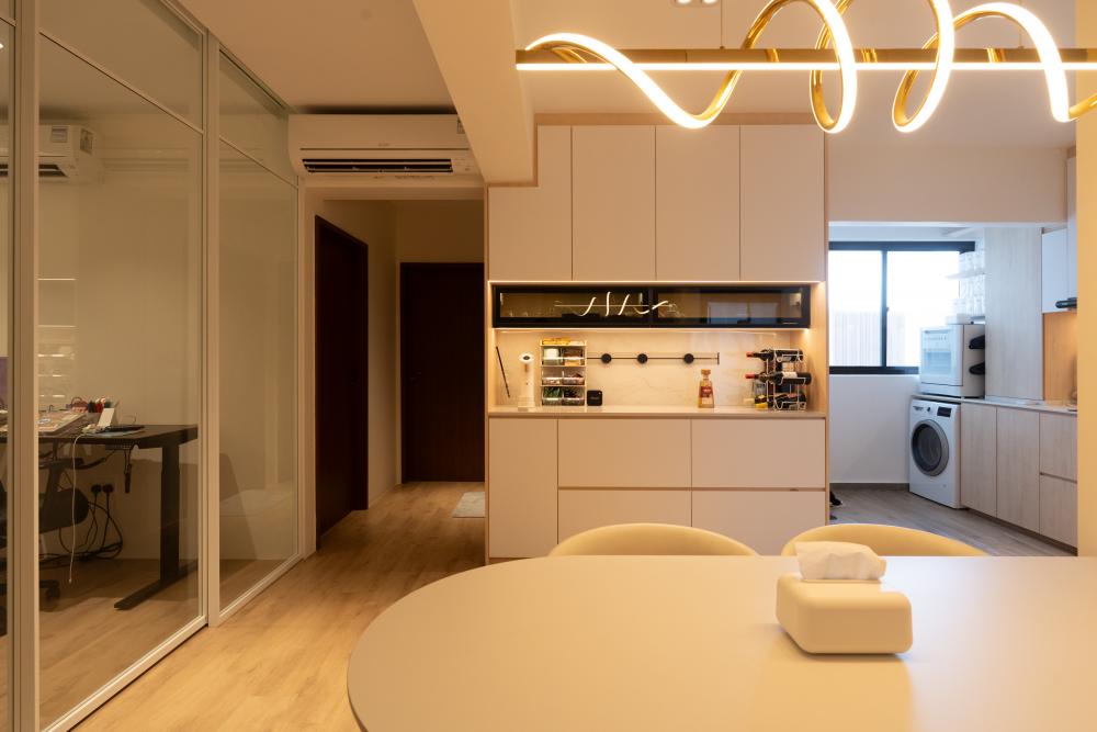 Scandinavian Kitchen with Vinyl Flooring and Wood Flooring