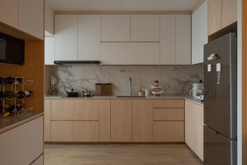 Scandinavian Kitchen with Kitchen Window and Open Kitchen