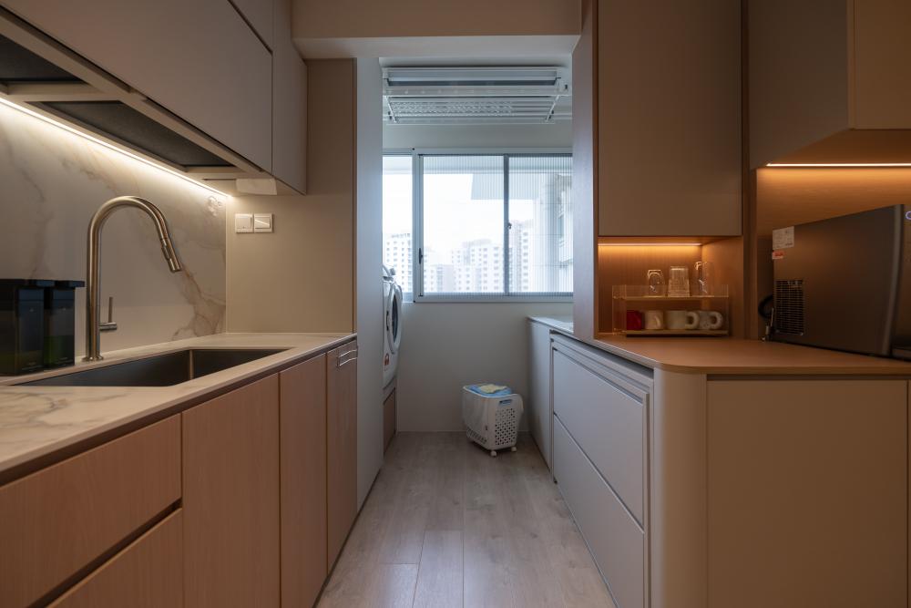 Scandinavian Kitchen with Kitchen Window and Open Kitchen