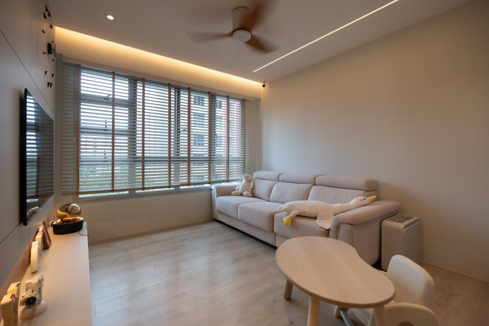 Scandinavian Living Room with TV Console and Sofa