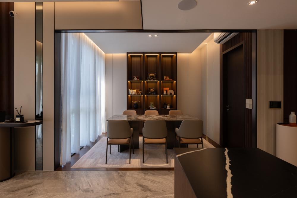 Contemporary Dining Room with Downlights and Dining Table
