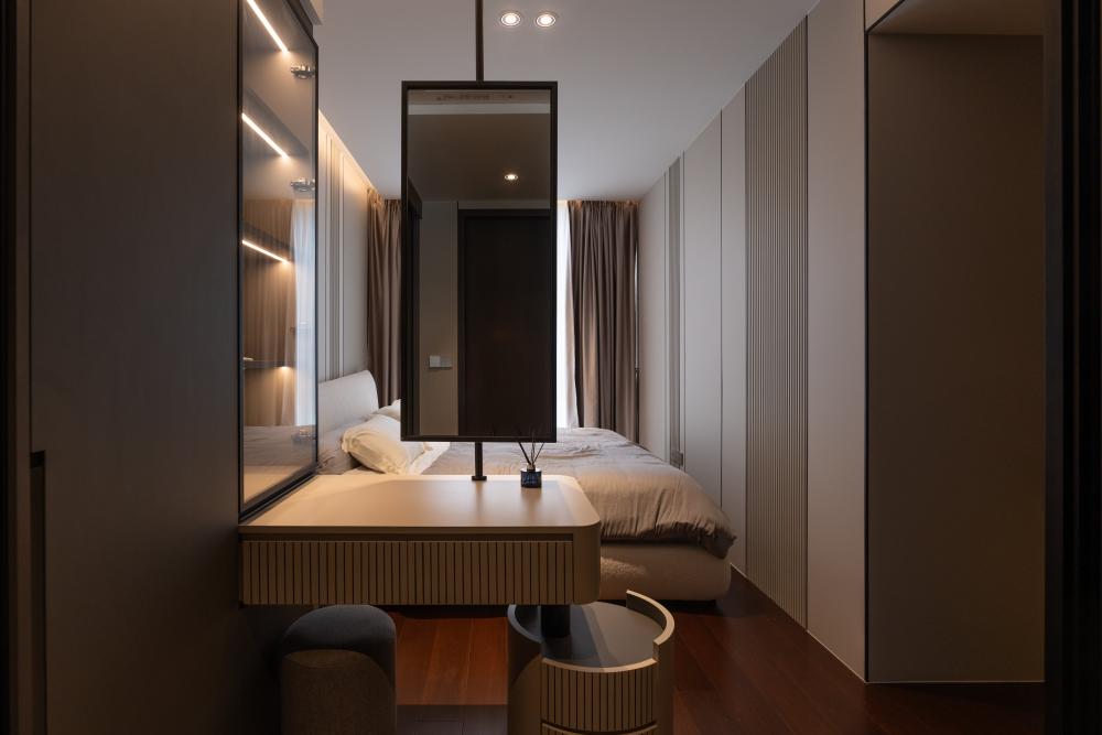 Contemporary Bedroom with Marble Floor and Wardrobe